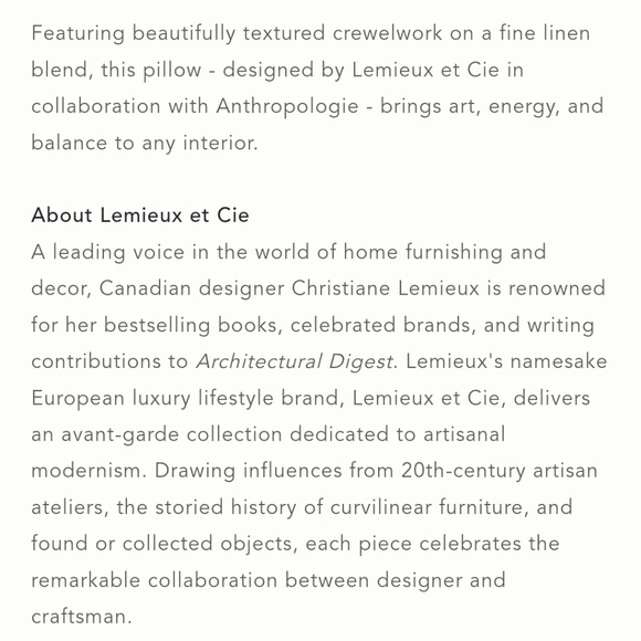 Lemieux et Cie Embroidered Victoire Pillow - black & white - Picture 4 of 9